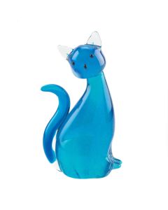 BLUE KITTY CAT ART GLASS