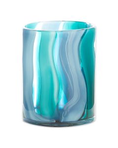 SMALL BLUE CYLINDER GLASS VASE