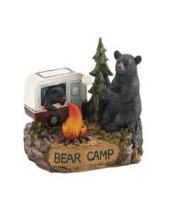 CAMPING BEAR FAMILY LIGHT UP FIGURINE
